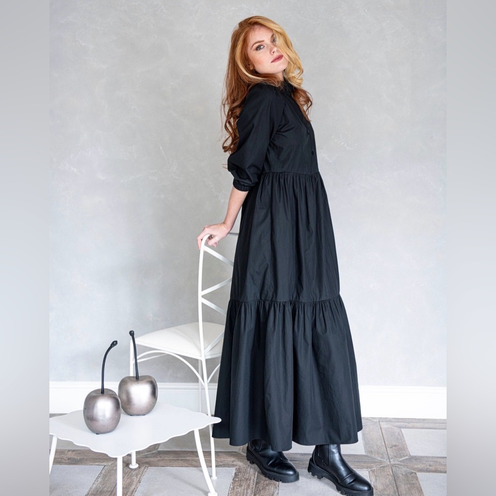 Nation LTD Los Angeles Chic Black Long-Sleeve Dress 100% Pima Cotton